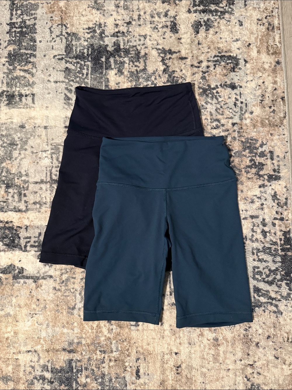 High-Rise Bike Shorts Duo - blue and navy